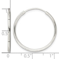 Sterling Silver Diamond-cut 1.5x25mm Endless Tube Hoop Earrings