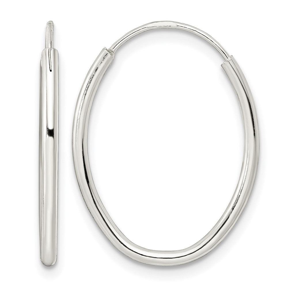 Sterling Silver Polished Endless Oval Hoop Earrings