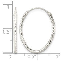 Sterling Silver Polished D/C Oval Endless Hoop Earrings