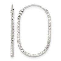 Sterling Silver Polished & D/C Oblong Endless Hoop Earrings