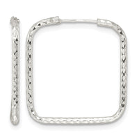 Sterling Silver Polished D/C Square Endless Hoop Earrings
