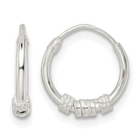 Sterling Silver Polished Beaded Circle Endless Hoop Earrings