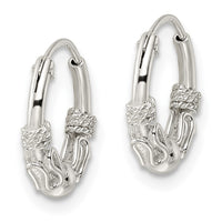 Sterling Silver Polished Beaded Circle Endless Hoop Earrings