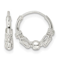Sterling Silver Polished Beaded Circle Endless Hoop Earrings