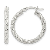 Sterling Silver Polished Twisted Rope Hoop Earrings