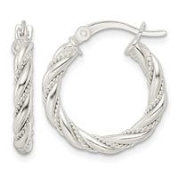 Sterling Silver Polished Twisted Rope Hoop Earrings