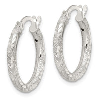 Sterling Silver Polished and Laser Diamond-cut Hoop Earrings