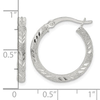 Sterling Silver Polished and Laser Diamond-cut Hoop Earrings