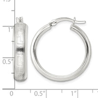 Sterling Silver Polished Greek Key Circle Hoop Earrings