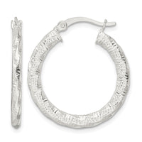 Sterling Silver Polished and Textured Twisted Hoop Earrings