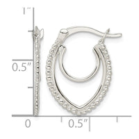 Sterling Silver Beaded Double Oval Hoop Earrings