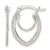 Sterling Silver Beaded Double Oval Hoop Earrings