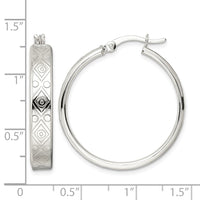 Sterling Silver Polished Geometric Design 5.25mm Round Hoop Earrings