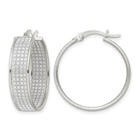 Sterling Silver Polished Fabric Glitter 6.85mm Round Hoop Earrings