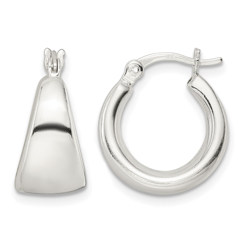 Sterling Silver Polished & Tapered Round Hoop Earrings