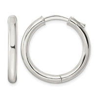 Sterling Silver Polished 3x25mm Hinged Tube Hoop Earrings