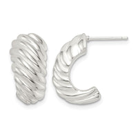 Sterling Silver Polished Hollow J Hoop Post Earrings