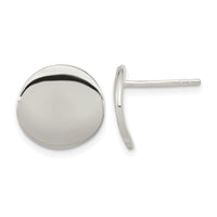 Sterling Silver Polished 12mm Flat Circle Post Earrings