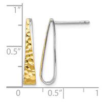 Sterling Silver Rhodium-plated Gold-plated Hammered Post Dangle Earrings