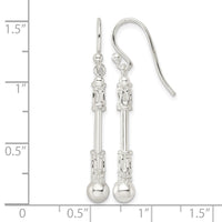 Sterling Silver Polished Fancy Beaded Dangle Earrings
