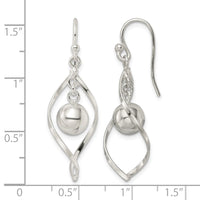 Sterling Silver Polished Twisted and Ball Dangle Earrings