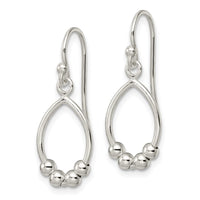 Sterling Silver Polished Beaded Teardrop Dangle Earrings