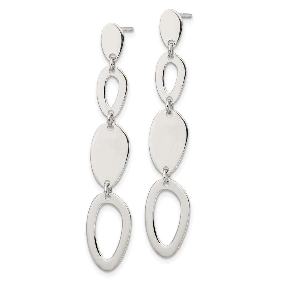 Sterling Silver Polished Fancy Ovals Post Dangle Earrings