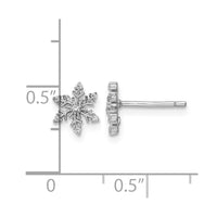 Sterling Silver Rhodium-plated Polished CZ Snowflake Post Earrings