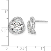 Sterling Silver Rhodium-plated Polished 12mm Round CZ Post Earrings
