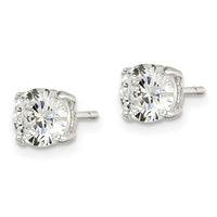 Sterling Silver Polished 6mm Round CZ Heart Basket Set Stud Earrings