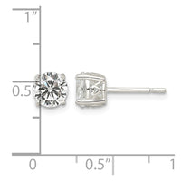 Sterling Silver Polished 6mm Round CZ Heart Basket Set Stud Earrings
