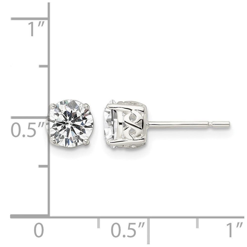 Sterling Silver Polished 6mm Round CZ Infinity Basket Set Stud Earrings