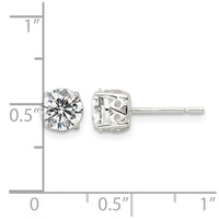 Sterling Silver Polished 6mm Round CZ Infinity Basket Set Stud Earrings