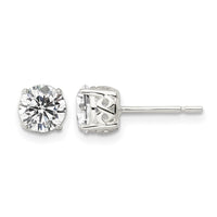 Sterling Silver Polished 6mm Round CZ Infinity Basket Set Stud Earrings