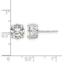 Sterling Silver Polished 8mm Round CZ Heart Basket Set Stud Earrings