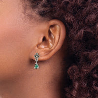Sterling Silver Antiqued Marcasite & Cr. Green Quartz Post Dangle Earrings
