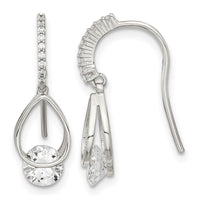 Sterling Silver Rhodium-plated Polished Fancy CZ Dangle Earrings