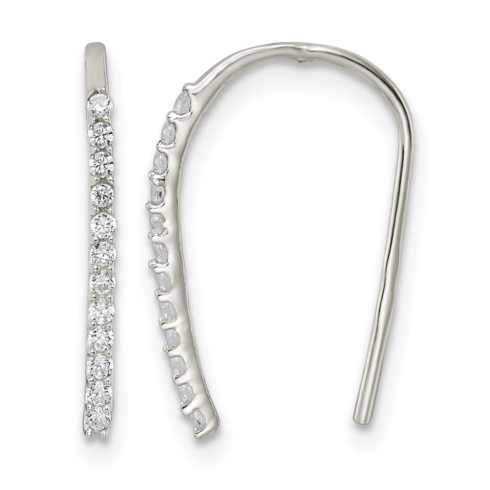 Sterling Silver Polished CZ Threader Earrings