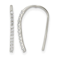 Sterling Silver Polished CZ Threader Earrings