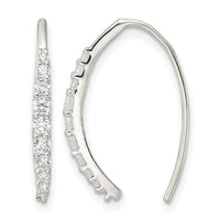 Sterling Silver Polished CZ Threader Earrings