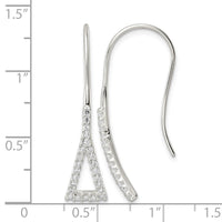 Sterling Silver Polished Triangle CZ Dangle Earrings