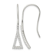 Sterling Silver Polished Triangle CZ Dangle Earrings
