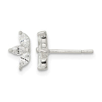 Sterling Silver Polished Marquise CZ Flower Post Earrings