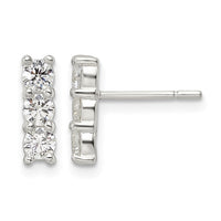 Sterling Silver Polished Three CZ Post Earrings