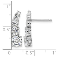 Sterling Silver Rhodium-plated Polished Graduated CZ Post Earrings
