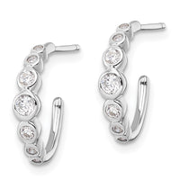 Sterling Silver Rhodium-plated CZ Post Hoop Earrings