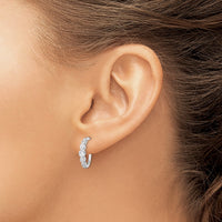Sterling Silver Rhodium-plated CZ Post Hoop Earrings