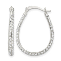 Sterling Silver CZ Oval Hoop Earrings