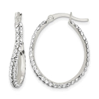Sterling Silver CZ Oval Hoop Earrings