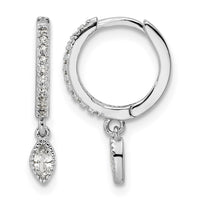 Sterling Silver Rhodium-plated Polished CZ Hinged Hoop Earrings